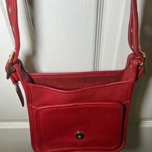 Vintage Red Leather Crossbody Coach Bag